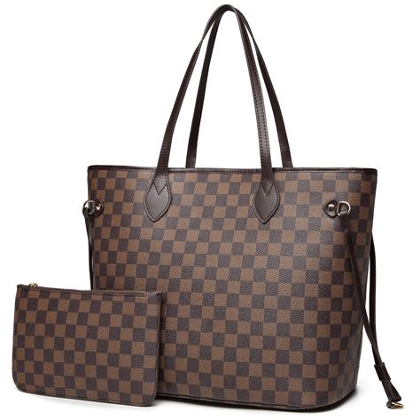 brown checkered designer bag.